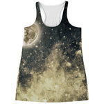Full Moon And Night Stars Print Women's Racerback Tank Top