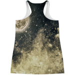 Full Moon And Night Stars Print Women's Racerback Tank Top