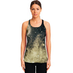 Full Moon And Night Stars Print Women's Racerback Tank Top