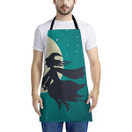 Full Moon Halloween Flying Witch Print Apron