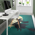 Full Moon Halloween Flying Witch Print Area Rug