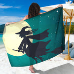 Full Moon Halloween Flying Witch Print Beach Sarong Wrap