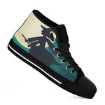 Full Moon Halloween Flying Witch Print Black High Top Shoes