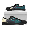 Full Moon Halloween Flying Witch Print Black Low Top Sneakers