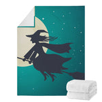 Full Moon Halloween Flying Witch Print Blanket