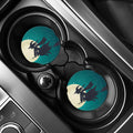 Full Moon Halloween Flying Witch Print Car Coasters