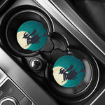 Full Moon Halloween Flying Witch Print Car Coasters