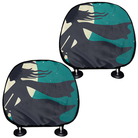 Full Moon Halloween Flying Witch Print Car Headrest Covers