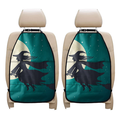 Full Moon Halloween Flying Witch Print Car Seat Organizers