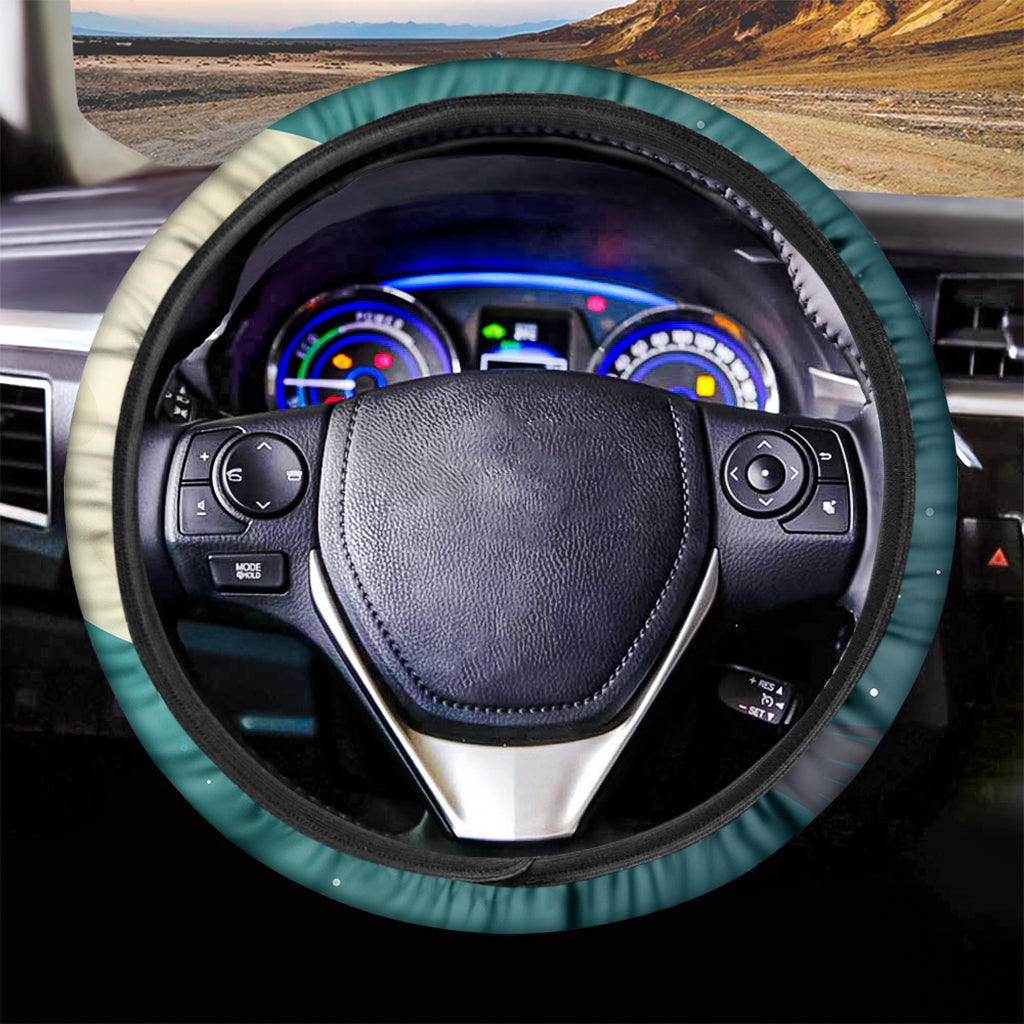 Full Moon Halloween Flying Witch Print Car Steering Wheel Cover