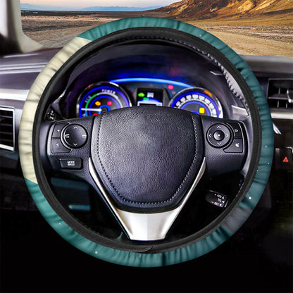 Full Moon Halloween Flying Witch Print Car Steering Wheel Cover