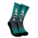 Full Moon Halloween Flying Witch Print Crew Socks