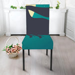 Full Moon Halloween Flying Witch Print Dining Chair Slipcover