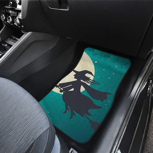 Full Moon Halloween Flying Witch Print Front Car Floor Mats