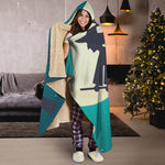 Full Moon Halloween Flying Witch Print Hooded Blanket