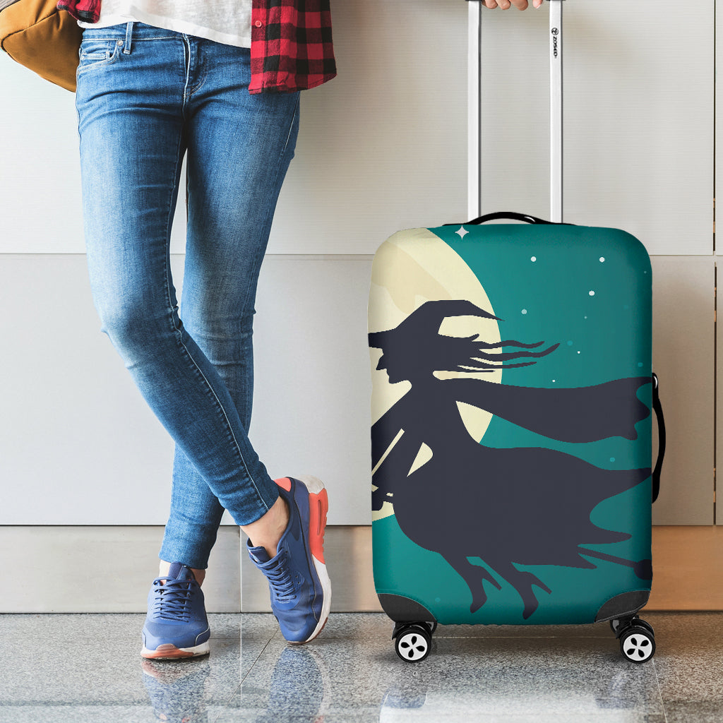Full Moon Halloween Flying Witch Print Luggage Cover