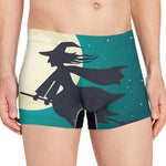 Full Moon Halloween Flying Witch Print Men's Boxer Briefs