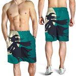 Full Moon Halloween Flying Witch Print Men's Shorts