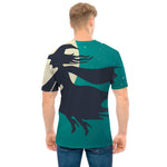 Full Moon Halloween Flying Witch Print Men's T-Shirt