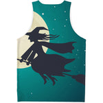 Full Moon Halloween Flying Witch Print Men's Tank Top