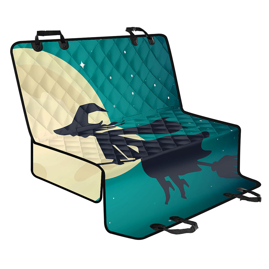 Full Moon Halloween Flying Witch Print Pet Car Back Seat Cover