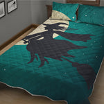 Full Moon Halloween Flying Witch Print Quilt Bed Set