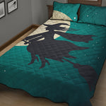 Full Moon Halloween Flying Witch Print Quilt Bed Set