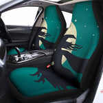 Full Moon Halloween Flying Witch Print Universal Fit Car Seat Covers