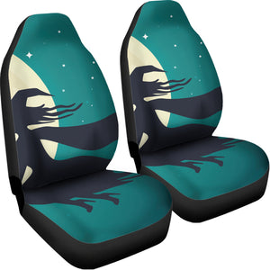 Full Moon Halloween Flying Witch Print Universal Fit Car Seat Covers