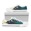 Full Moon Halloween Flying Witch Print White Low Top Sneakers