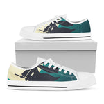 Full Moon Halloween Flying Witch Print White Low Top Shoes