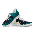 Full Moon Halloween Flying Witch Print White Sneakers