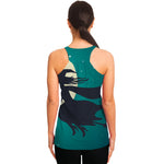 Full Moon Halloween Flying Witch Print Women's Racerback Tank Top