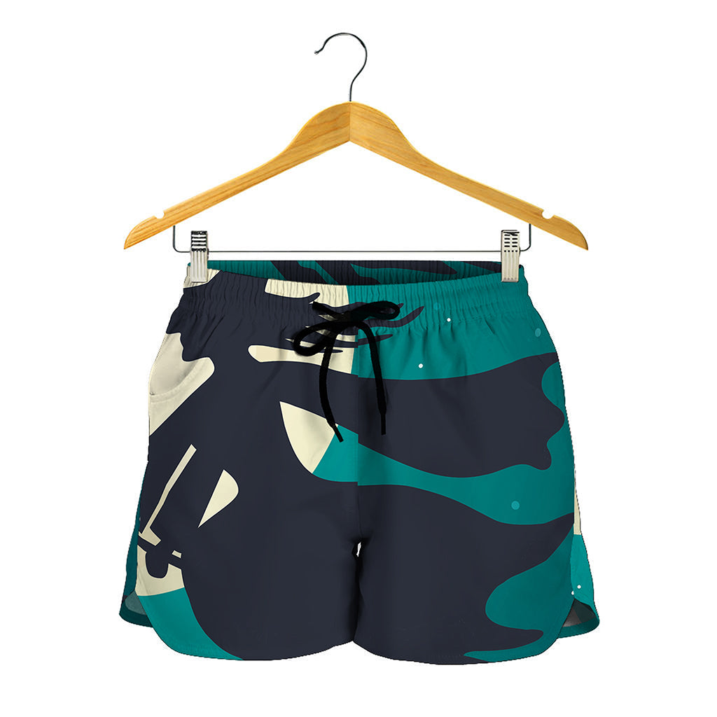 Full Moon Halloween Flying Witch Print Women's Shorts