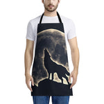 Full Moon Howling Wolf Print Apron