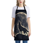 Full Moon Howling Wolf Print Apron