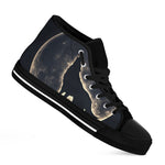 Full Moon Howling Wolf Print Black High Top Shoes