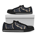 Full Moon Howling Wolf Print Black Low Top Sneakers
