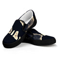 Full Moon Howling Wolf Print Black Slip On Sneakers
