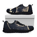 Full Moon Howling Wolf Print Black Running Shoes
