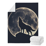Full Moon Howling Wolf Print Blanket