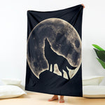 Full Moon Howling Wolf Print Blanket