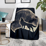 Full Moon Howling Wolf Print Blanket