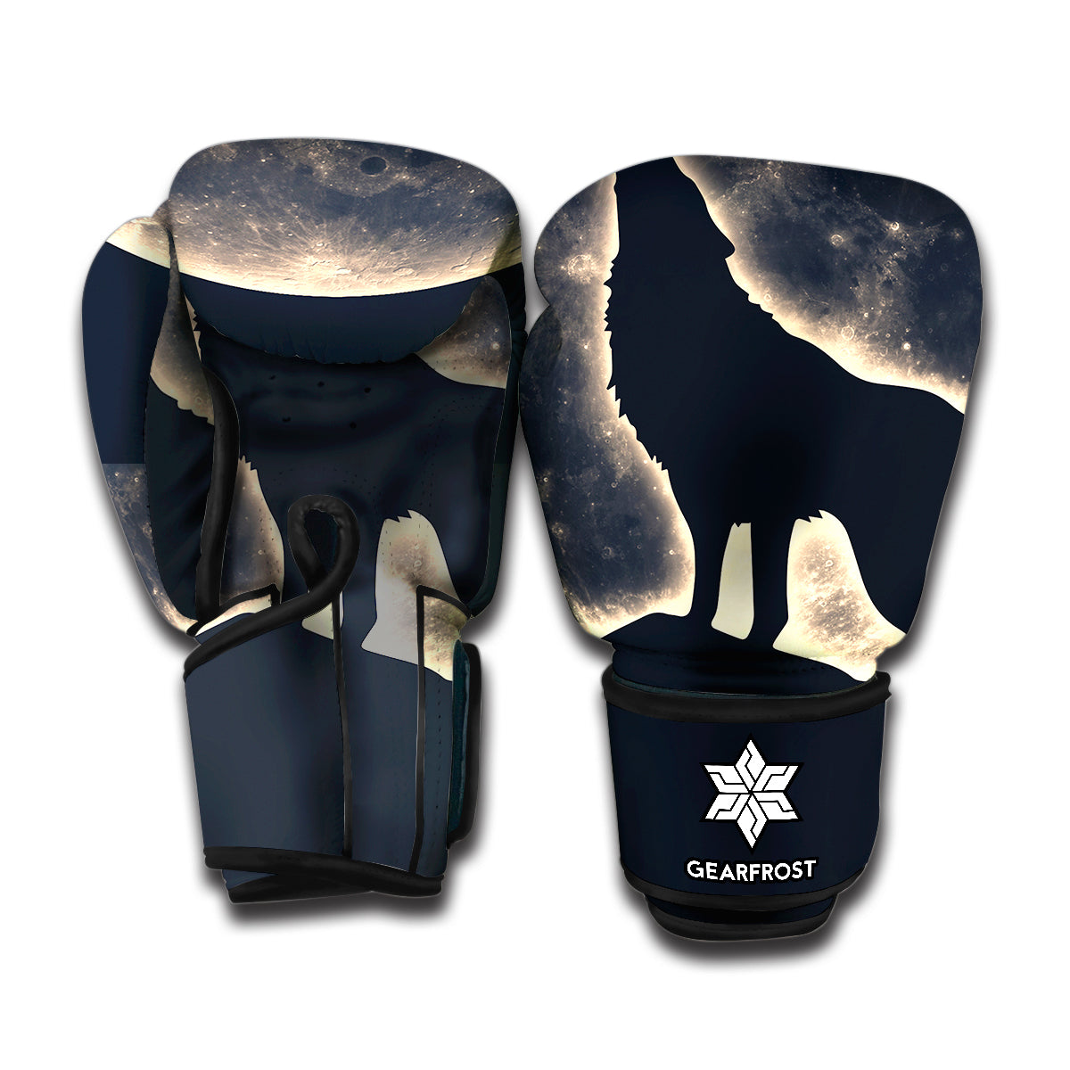 Full Moon Howling Wolf Print Boxing Gloves