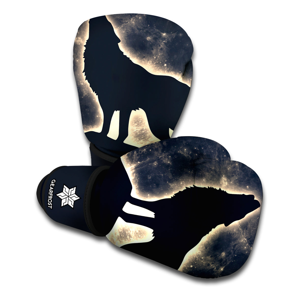 Full Moon Howling Wolf Print Boxing Gloves
