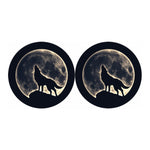 Full Moon Howling Wolf Print Car Coasters