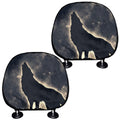 Full Moon Howling Wolf Print Car Headrest Covers