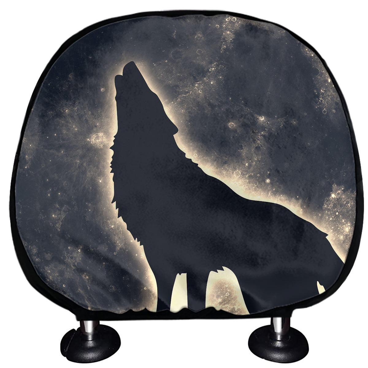 Full Moon Howling Wolf Print Car Headrest Covers