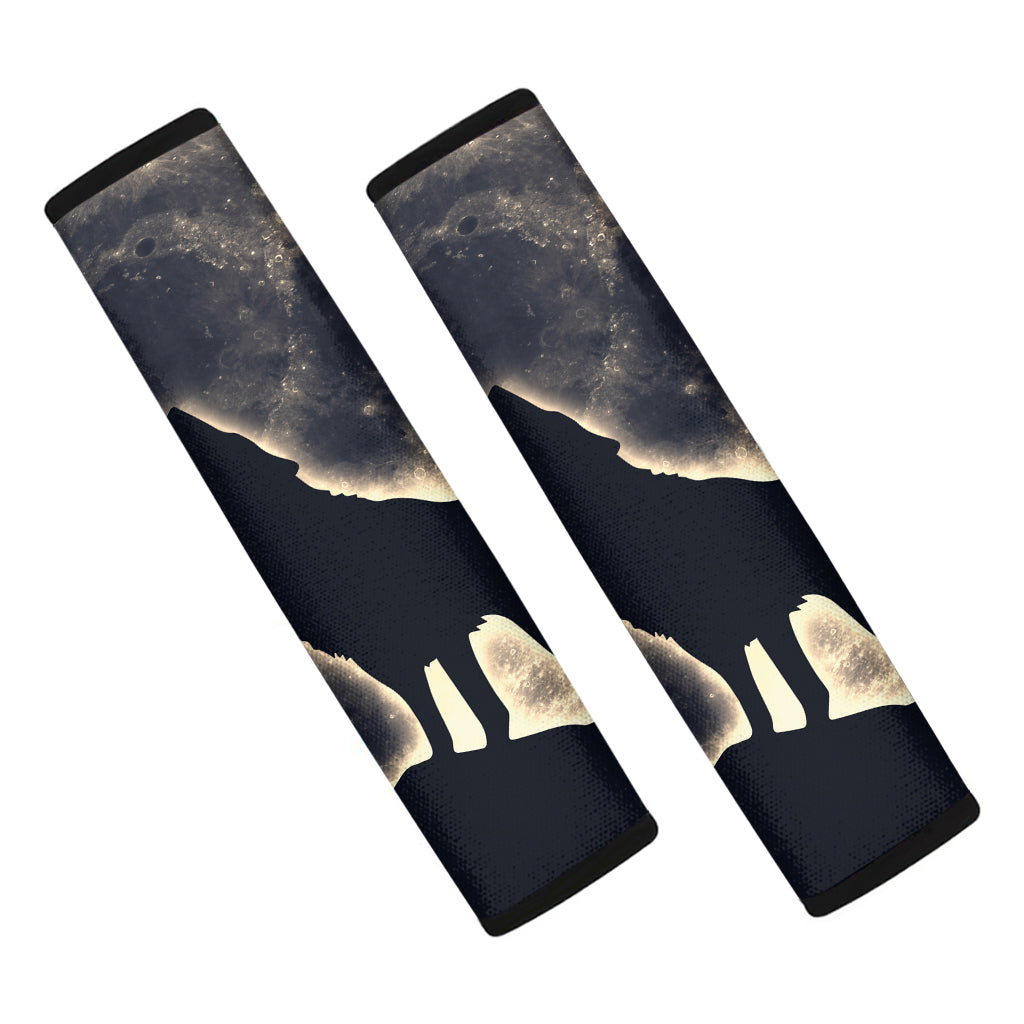 Full Moon Howling Wolf Print Car Seat Belt Covers
