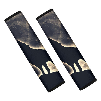 Full Moon Howling Wolf Print Car Seat Belt Covers